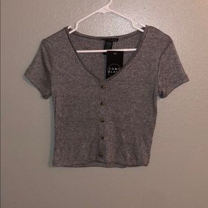 gray button down ribbed soft cotton shirt
